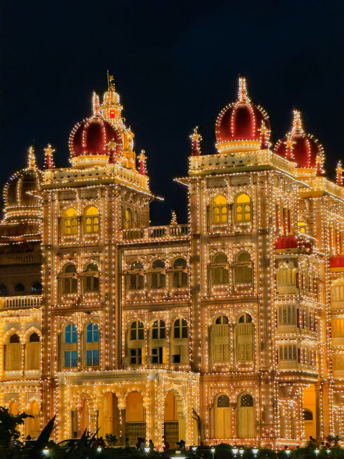 why-choose-us A breathtaking view of the illuminated Mysore Palace at night, showcasing its stunning architecture and grandeur.